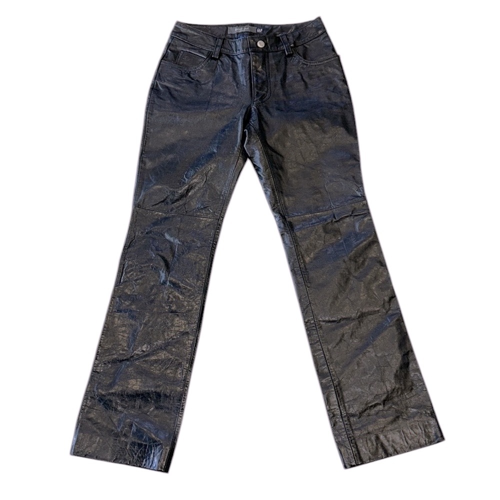 Gap Vintage Y2K Black Leather Boot Cut Pants - Y2K - Size 1